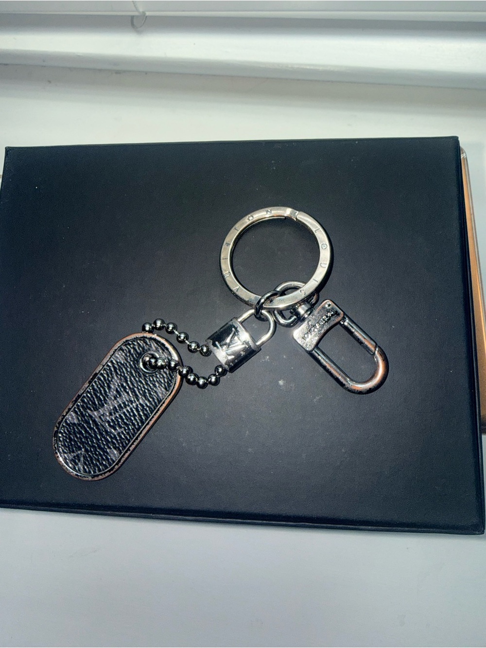 Louis Vuitton Unisex Monogram Eclipse Porte Cles ID Tab Keychain M63618